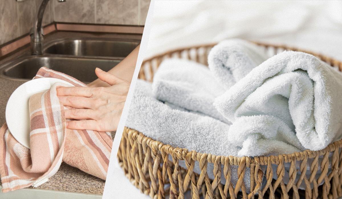 Почему стоит держать банные и кухонные полотенца в разные стирки