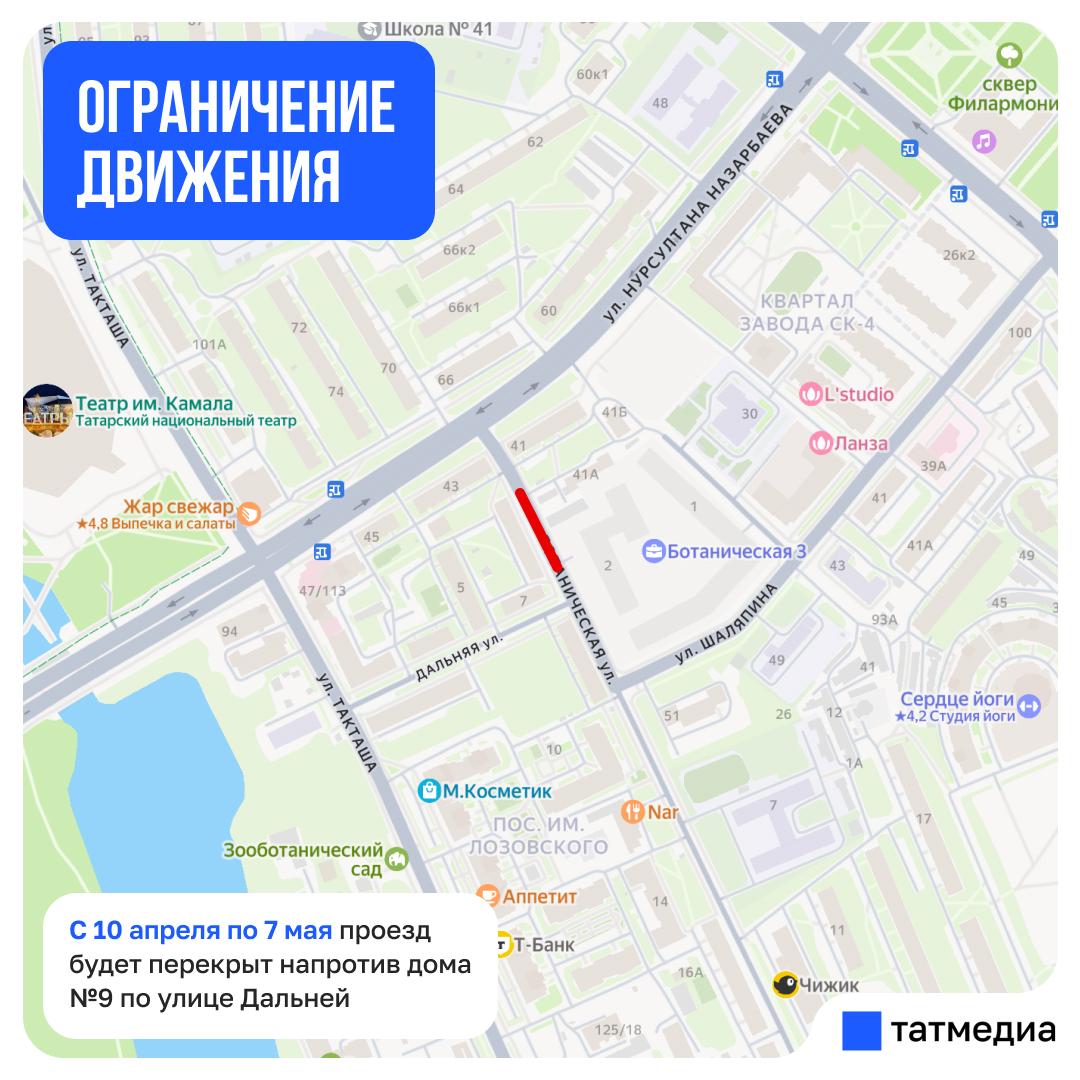 На улице Ботанической почти на месяц частично ограничат движение транспорта