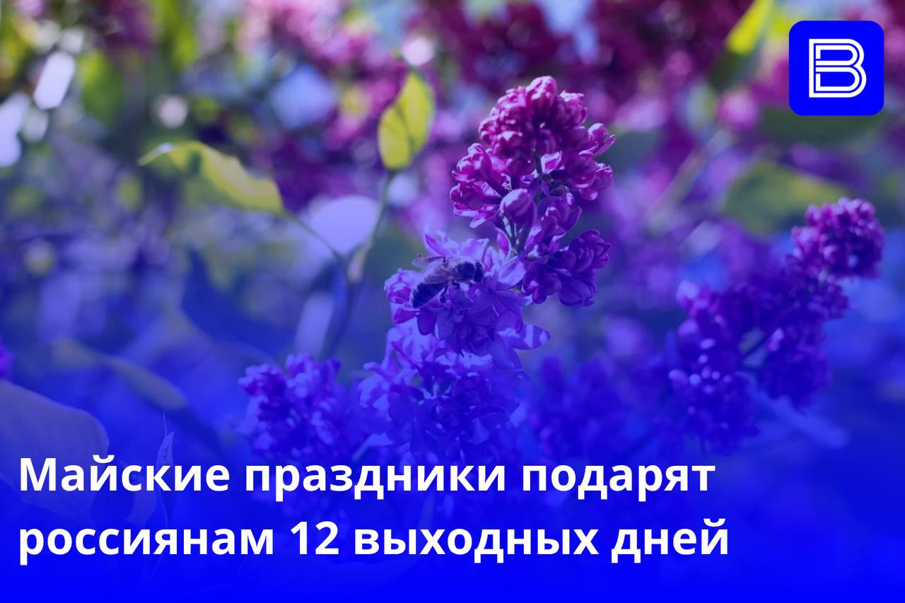 В мае 2026 года жителей России ожидают 12 выходных дней благодаря празднованию Дня Весны и Труда, а также Дня Победы