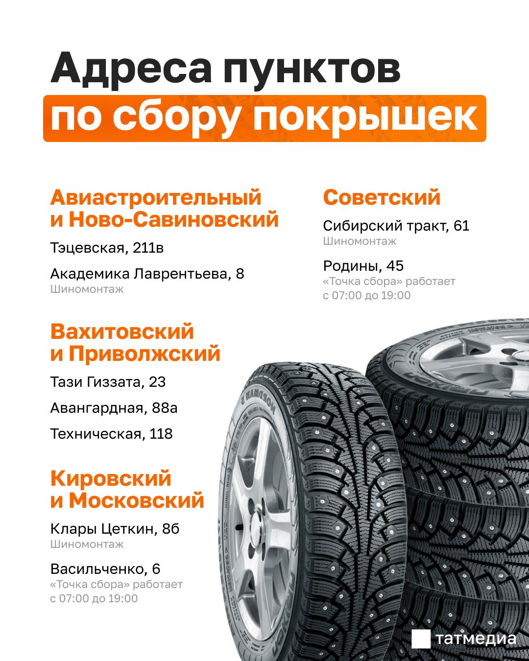 В Казани с 6 по 20 апреля пройдет сбор автомобильных покрышек на переработку