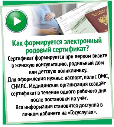 Электронный родовый сертификат: кому положен и как получит Электронный родовый сертификат: кому положен и как получит