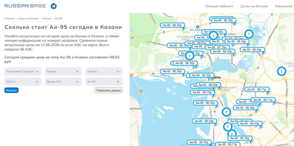 Цены на бензин на нескольких АЗС Казани выросли более чем на 10%