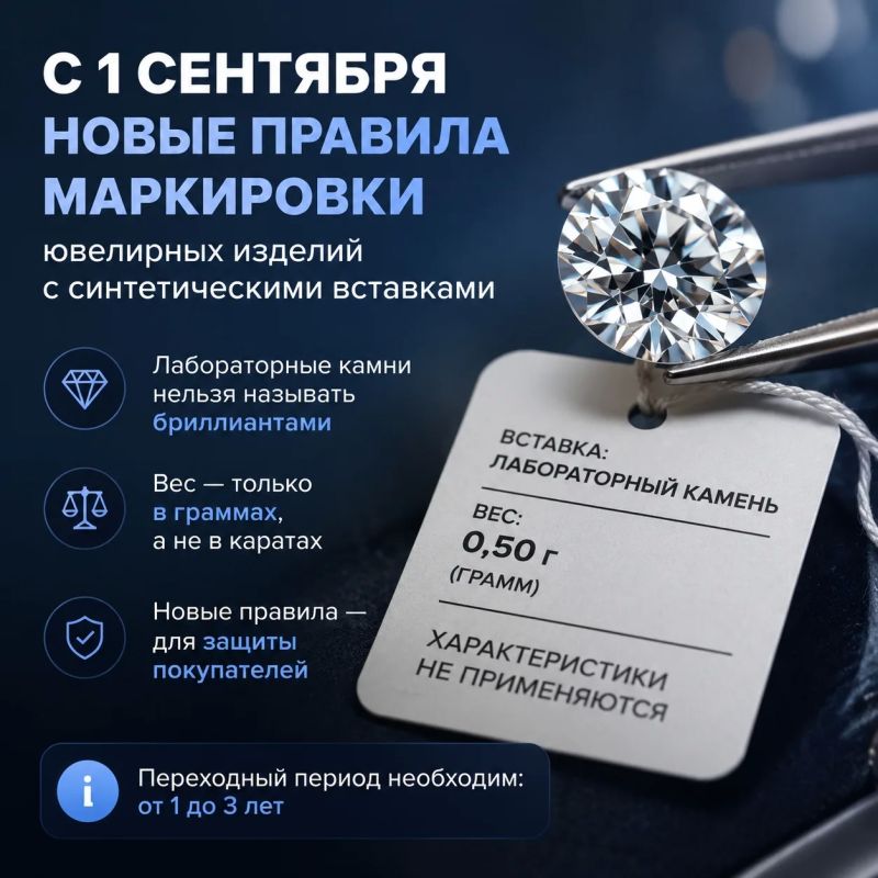 В России с 1 сентября меняются правила маркировки ювелирных изделий с синтетическими вставками