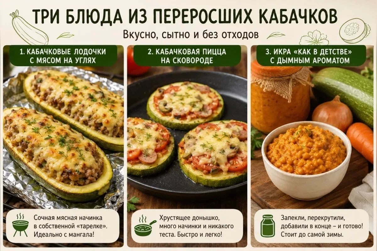 Что приготовить из крупных кабачков: 3 простых рецепта