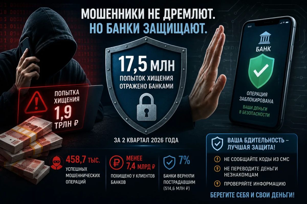 За три месяца мошенники попытались украсть у россиян почти 1,9 трлн рублей