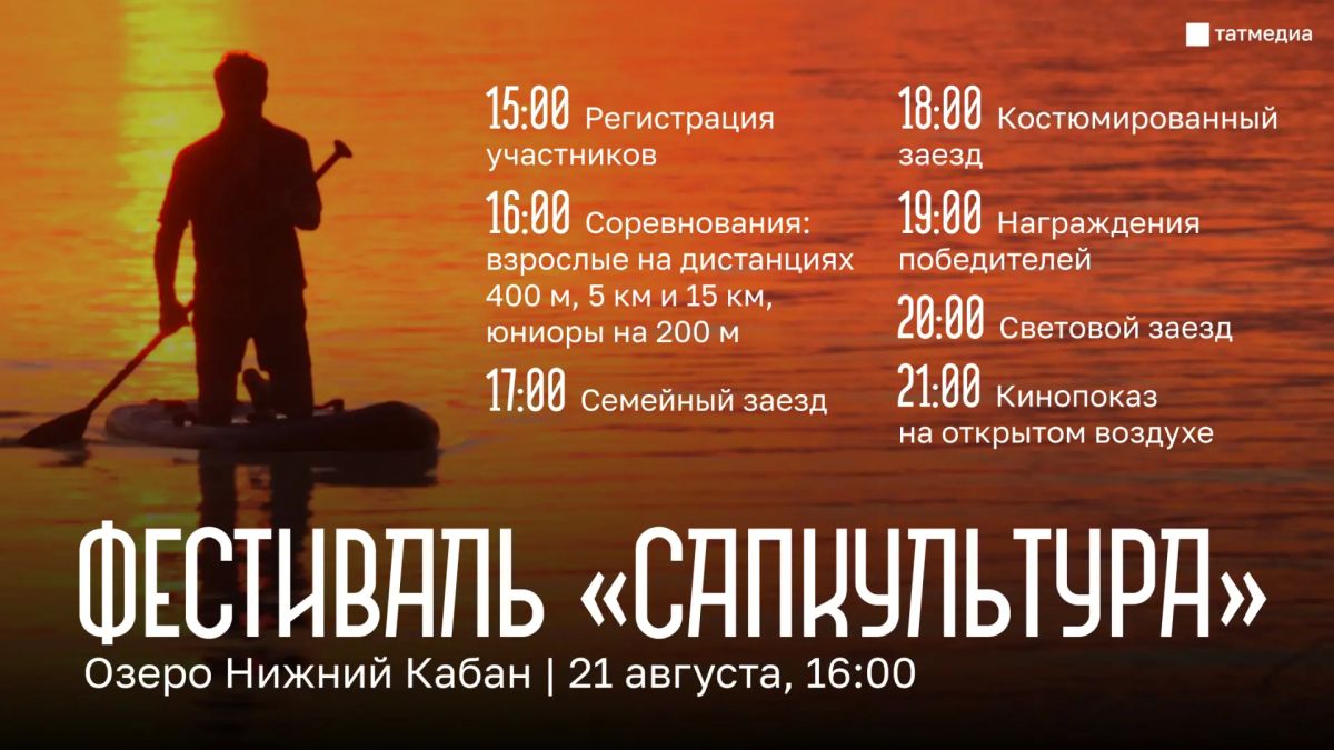 Фестиваль «СапКультура» пройдет 21 августа на озере Нижний Кабан