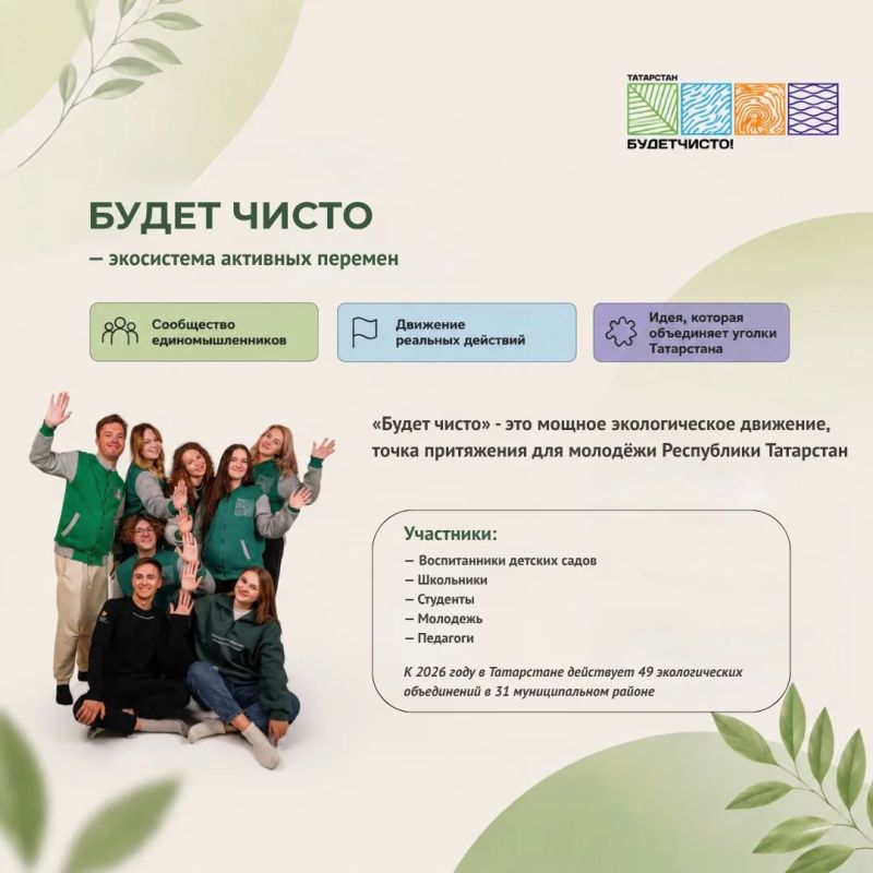За первое полугодие 2026 года активисты «Будет чисто» провели более 1000 экологических мероприятий по всему Татарстану За первое полугодие 2026 года активисты «Будет чисто» провели более 1000 экологических мероприятий по всему Татарстану