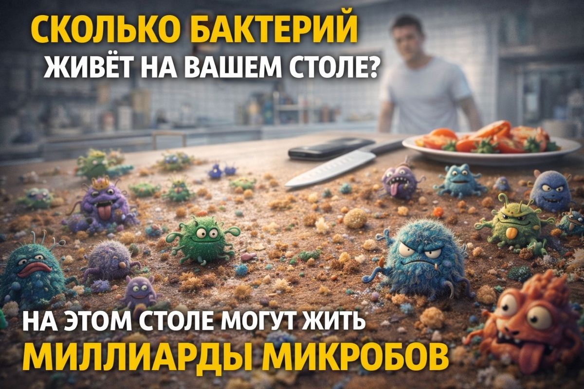 Как много бактерий скрывается на вашем кухонном столе?