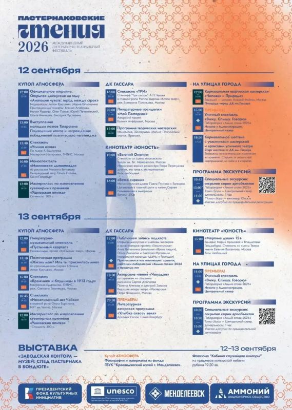 12-13 сентября в Менделеевске пройдет IV Международный литературно-театральный фестиваль «Пастернаковские чтения»