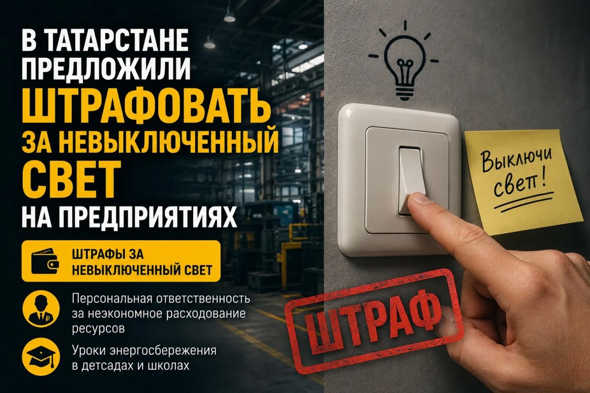В Татарстане предложили штрафовать за невыключенный свет на предприятиях