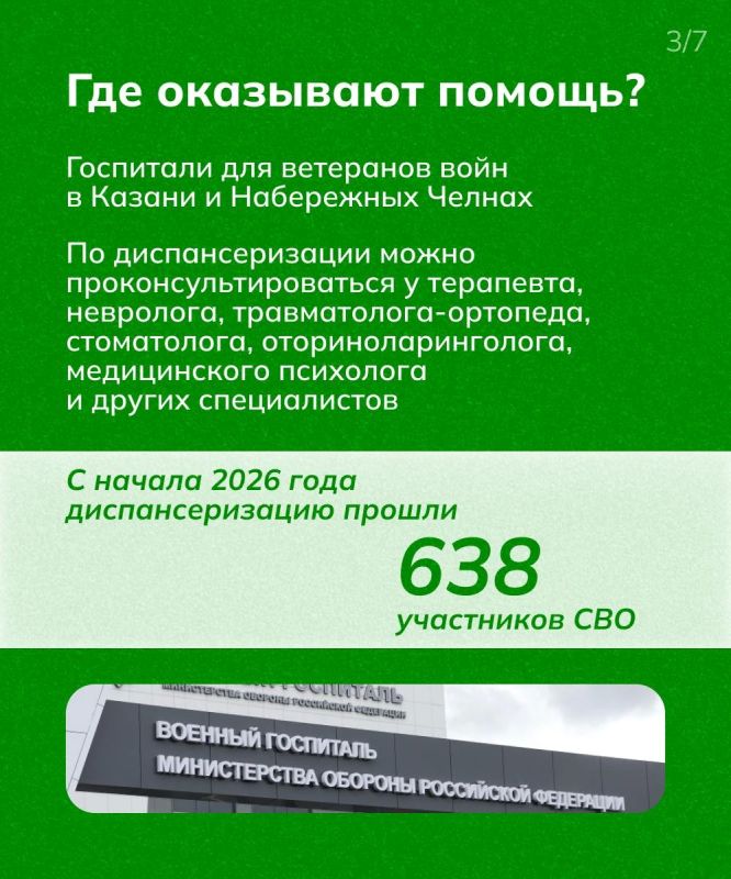 Участники СВО и их семьи в Татарстане могут бесплатно пройти реабилитацию и получить медико-психологическую помощь Участники СВО и их семьи в Татарстане могут бесплатно пройти реабилитацию и получить медико-психологическую помощь
