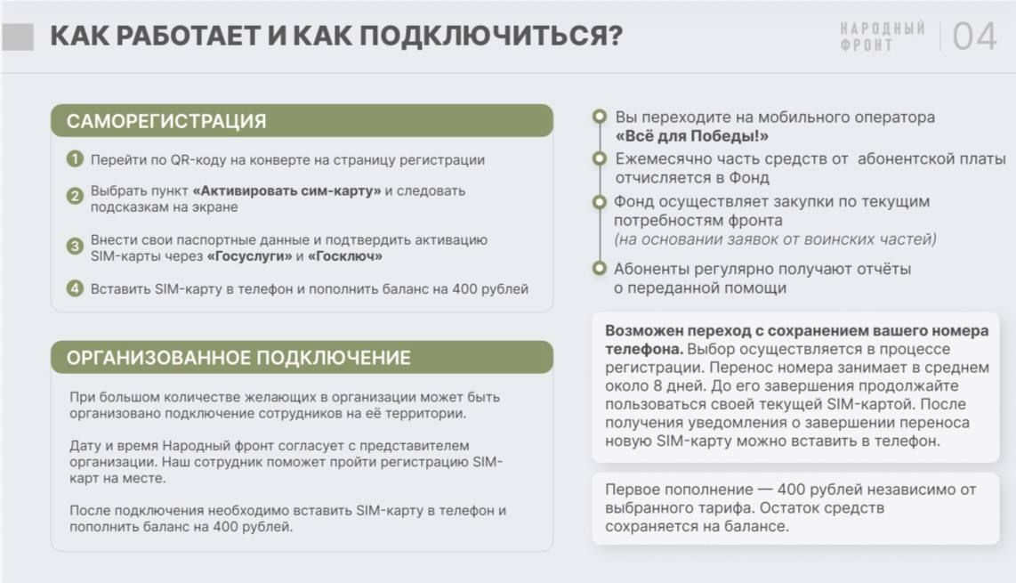 Общероссийское общественное движение «Народный фронт “За Россию”» запустило собственный мобильный оператор «Всё для Победы!» Общероссийское общественное движение «Народный фронт “За Россию”» запустило собственный мобильный оператор «Всё для Победы!»