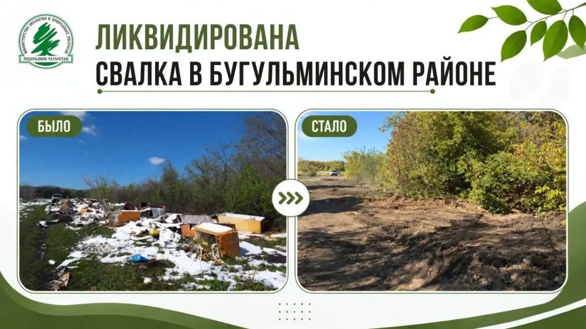 В Бугульминском районе ликвидирована свалка площадью 1500 кв. м