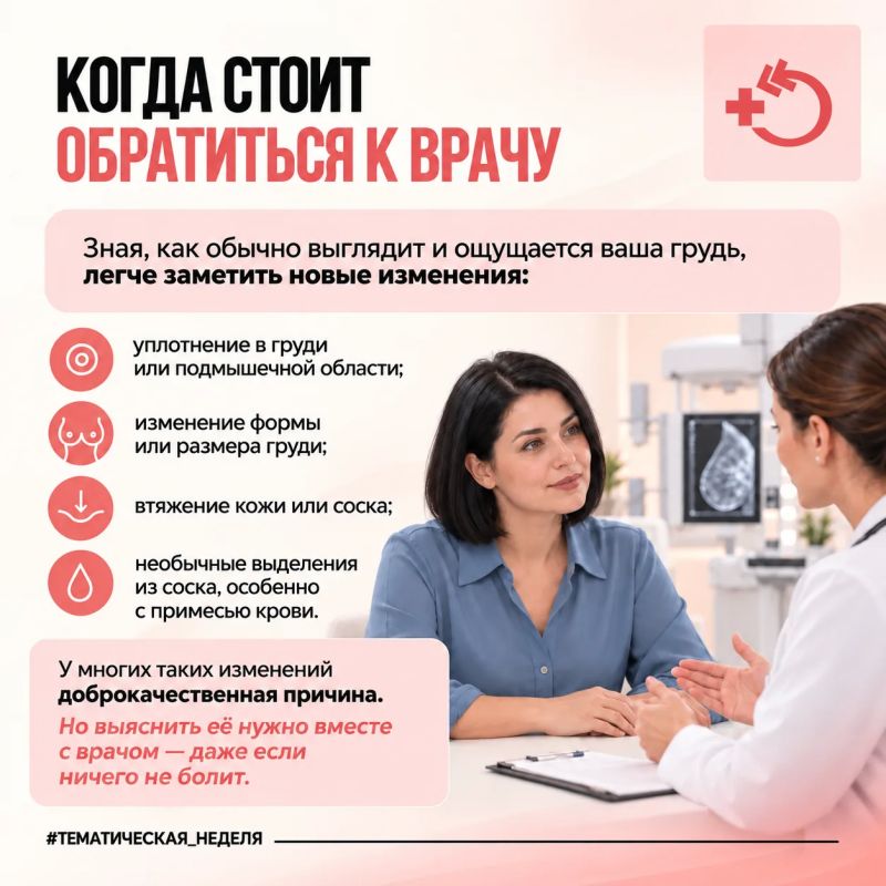 Хорошее самочувствие — не повод откладывать профилактическое обследование: ранние изменения в молочной железе часто нельзя увидеть или почувствовать Хорошее самочувствие — не повод откладывать профилактическое обследование: ранние изменения в молочной железе часто нельзя увидеть или почувствовать