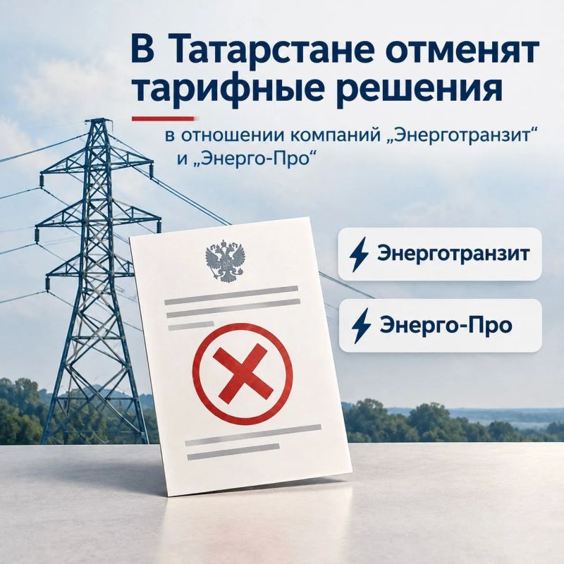 В Татарстане отменят тарифные решения в отношении компаний «Энерготранзит» и «Энерго-Про»