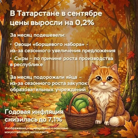 Цены в Татарстане в сентябре выросли на 0,2%