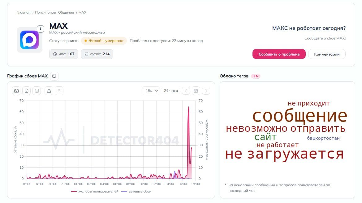 Россияне массово жалуются на сбои в Telegram, Max и Steam Россияне массово жалуются на сбои в Telegram, Max и Steam