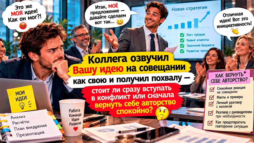 Коллега выдал вашу идею за свою: как вернуть авторство без скандала